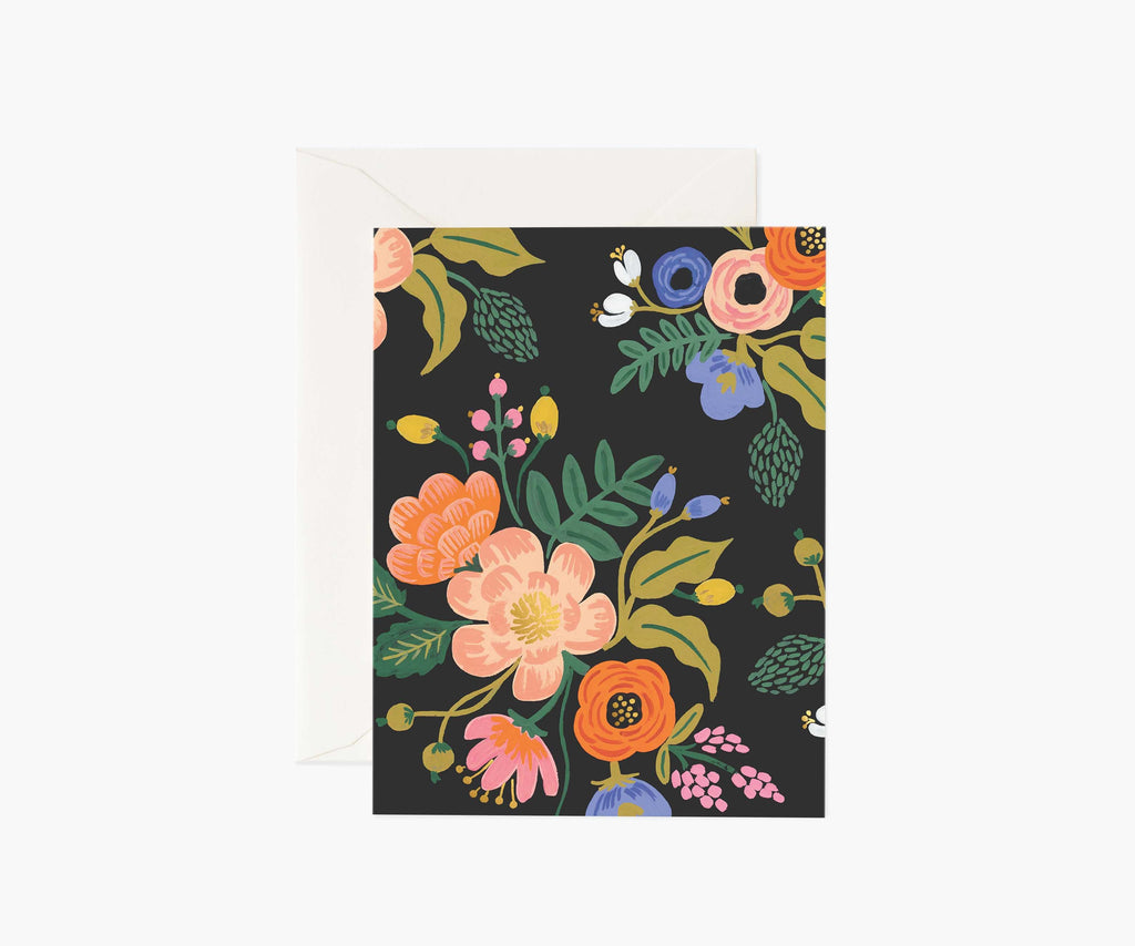 lively floral black card