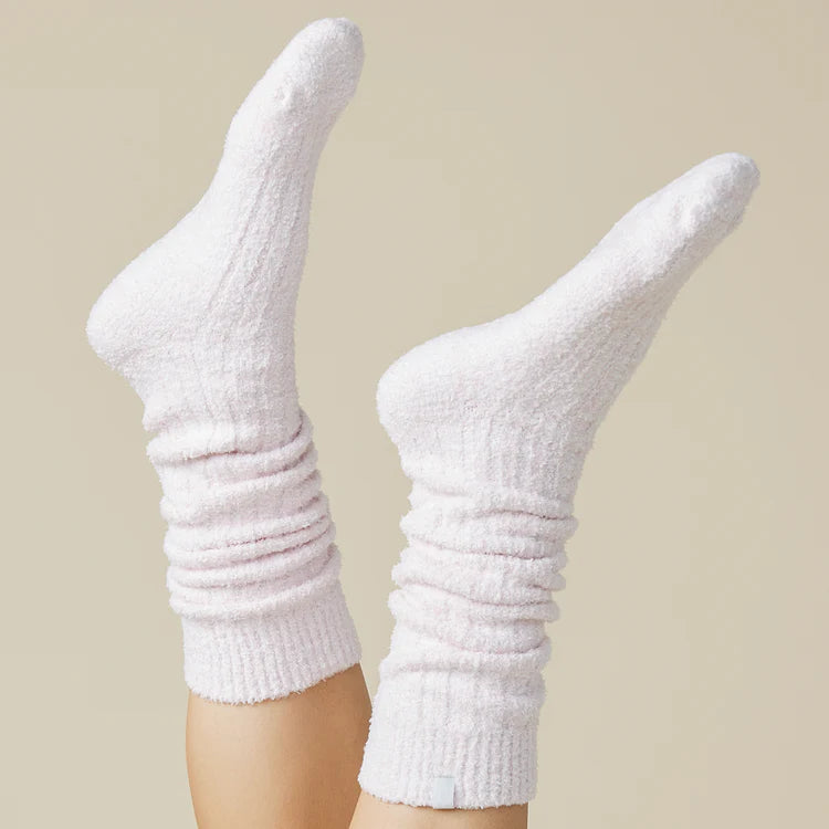 slouchy marshmallow socks in heather blush pink