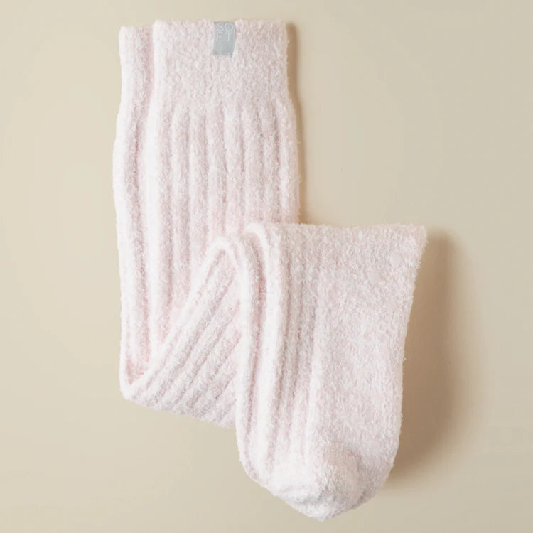 slouchy marshmallow socks in heather blush pink