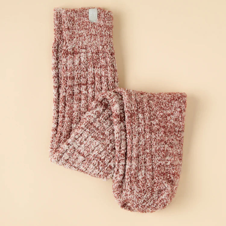 slouchy marshmallow socks in light heather cherry