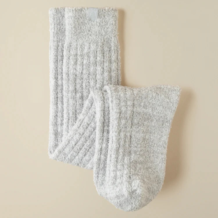 slouchy marshmallow socks in heather grey
