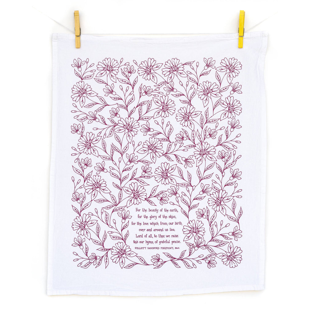 For the Beauty of the Earth Hymn Tea Towel — 24"x20"