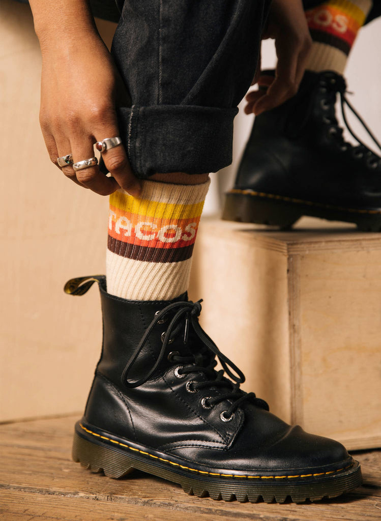 Taco Striped Comfy Crew Socks