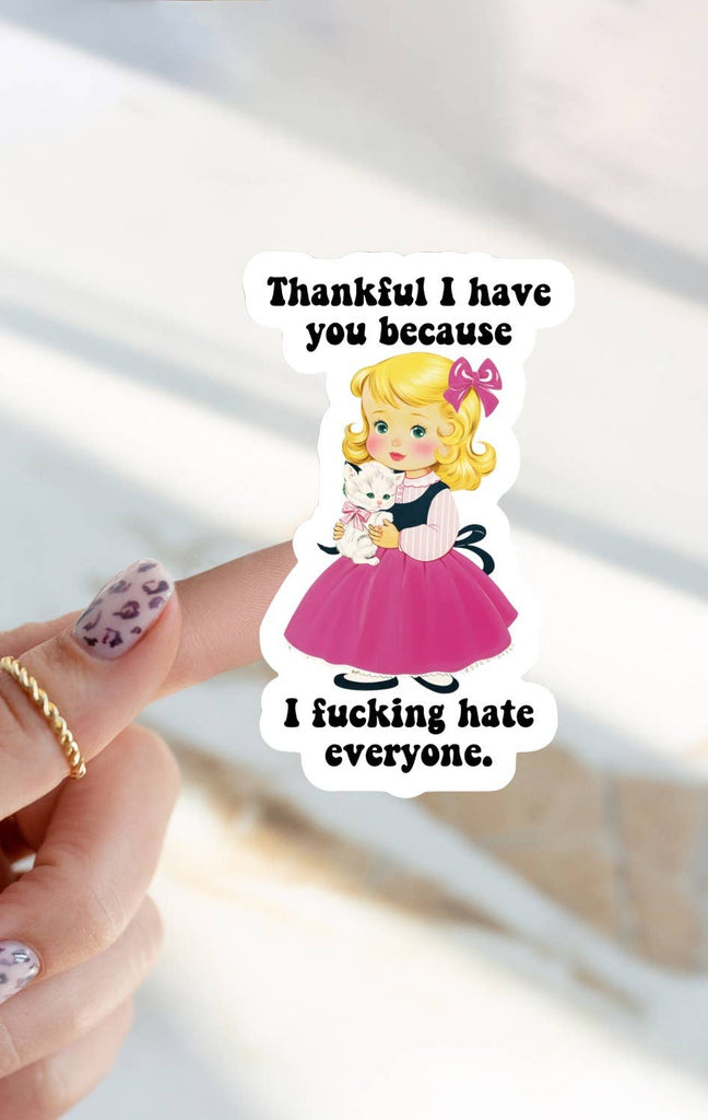 Thankful Cat Sticker