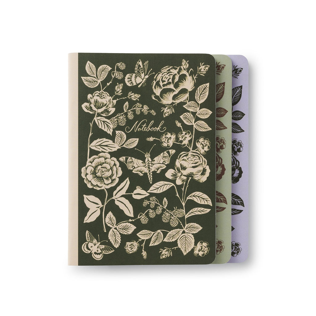 Assorted Set of 3 English Rose Notebooks