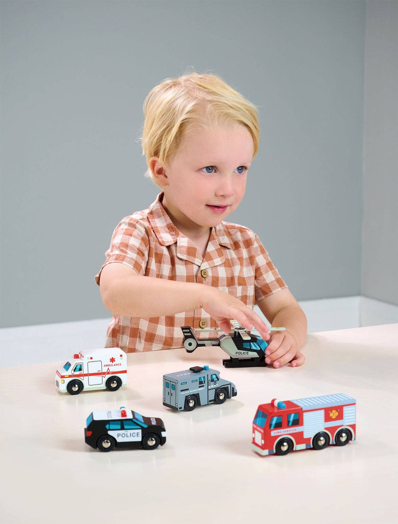 Emergency Vehicles Wooden Toy Set