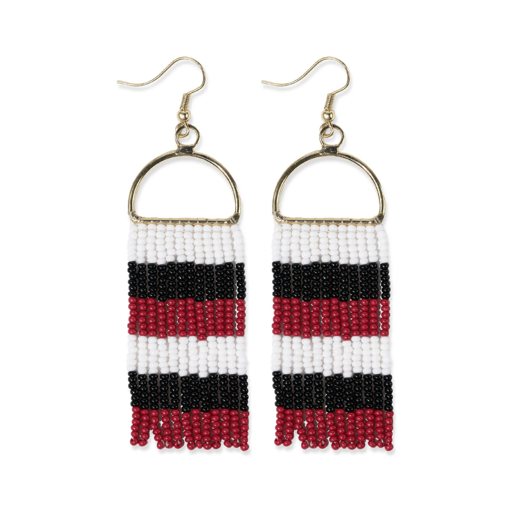 Allison Horizontal Stripe Earrings in Red & Black