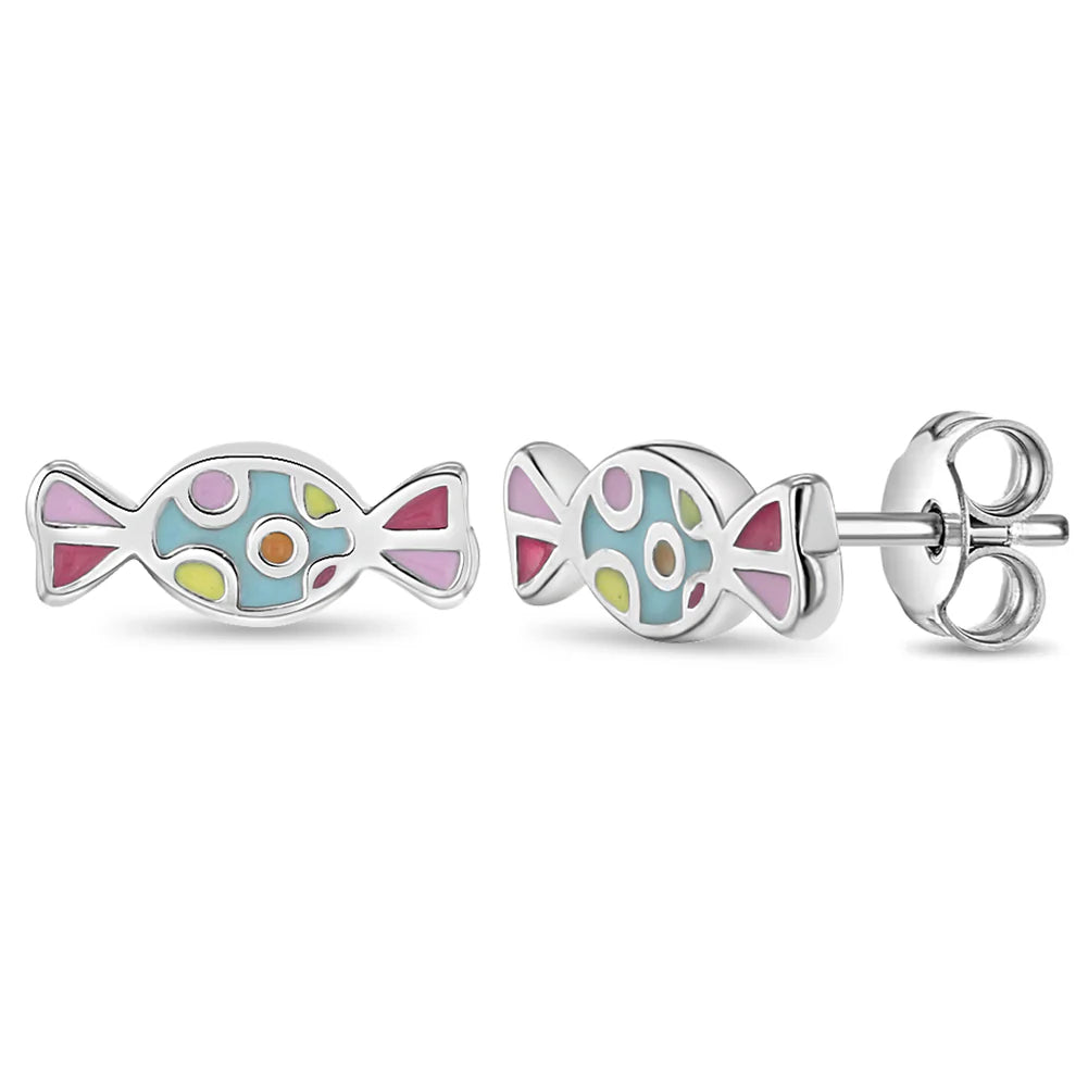 Sweet Tooth Candy SIlver & Enamel Kids Earrings