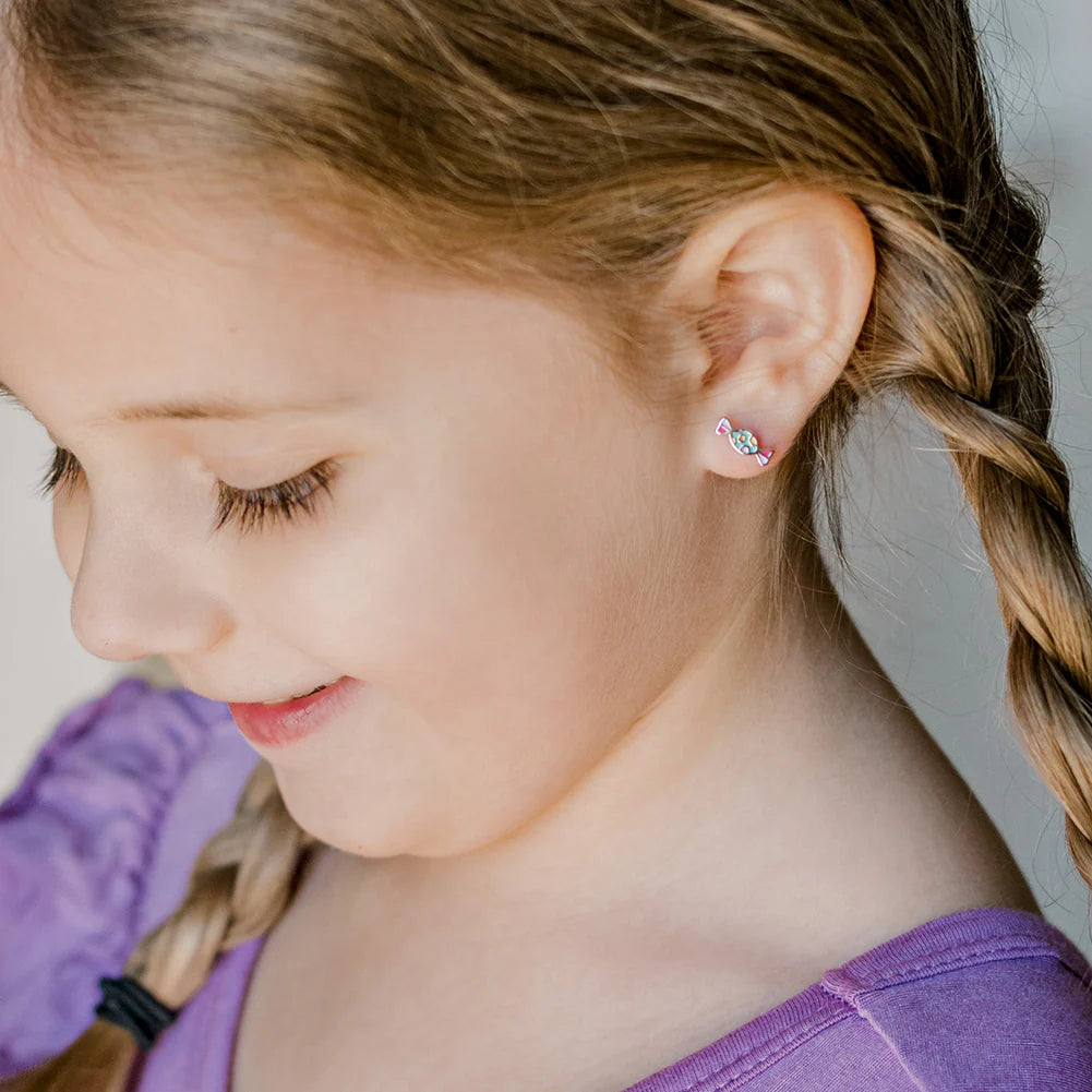 Sweet Tooth Candy SIlver & Enamel Kids Earrings