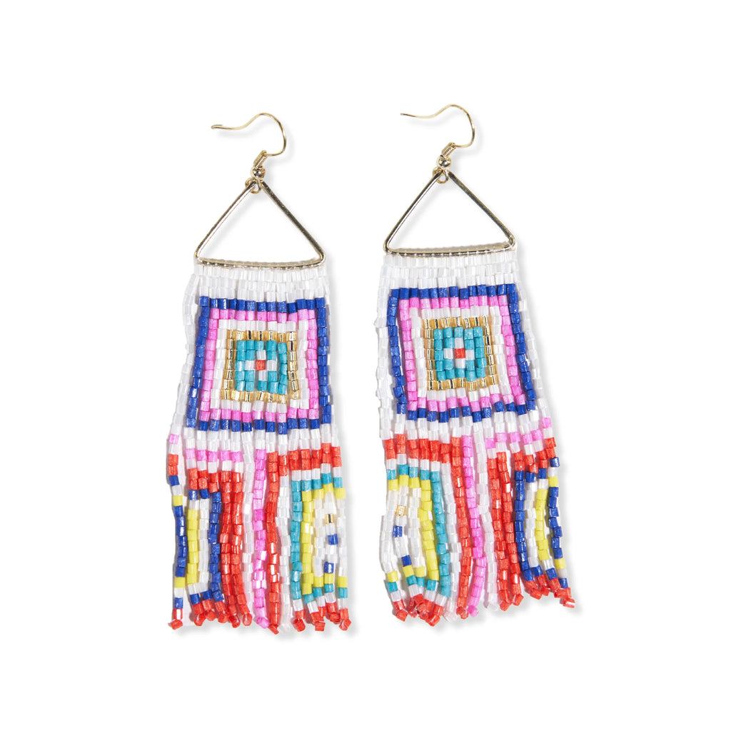 Brooke Squares Earrings in Neon White