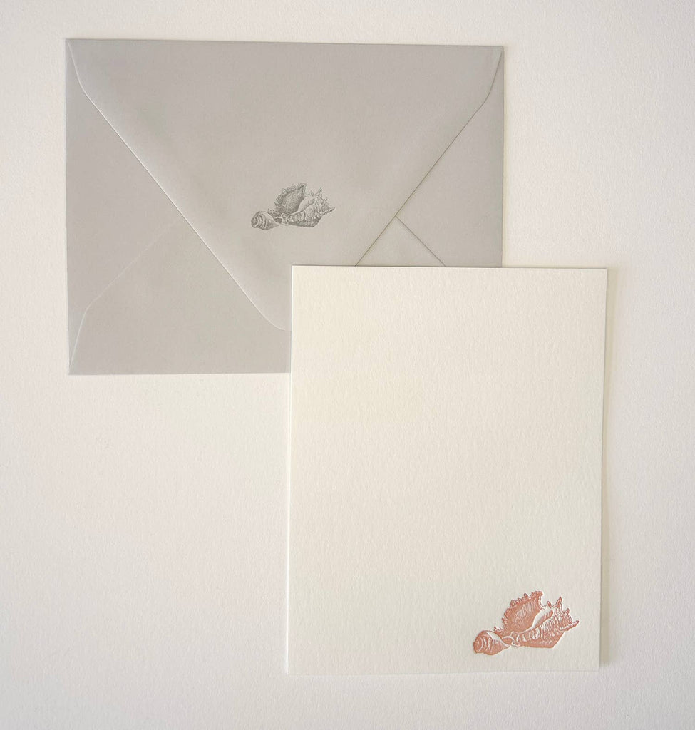 Seashells Flat Card Pack - Letterpress