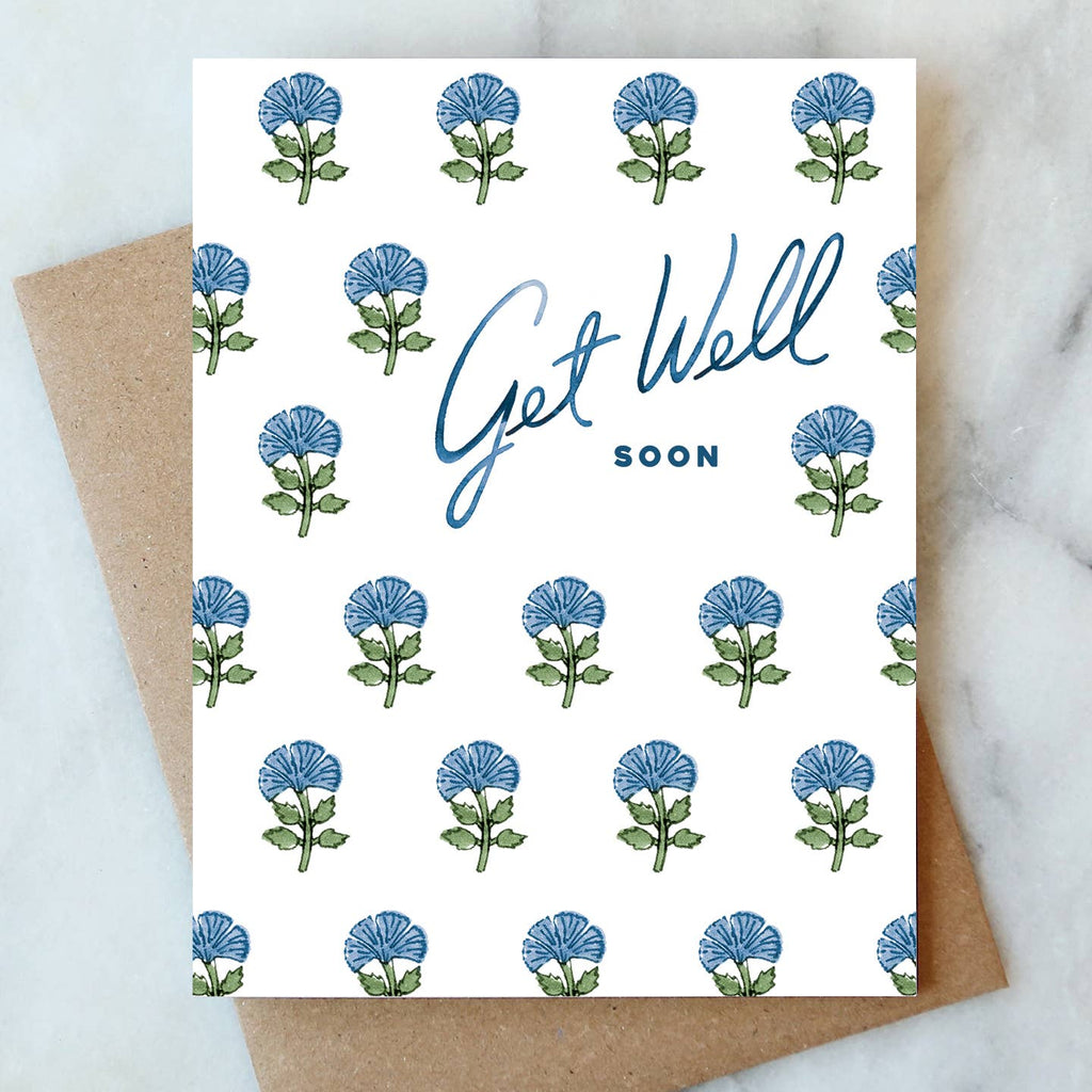 Block Print Get Well Soon Card