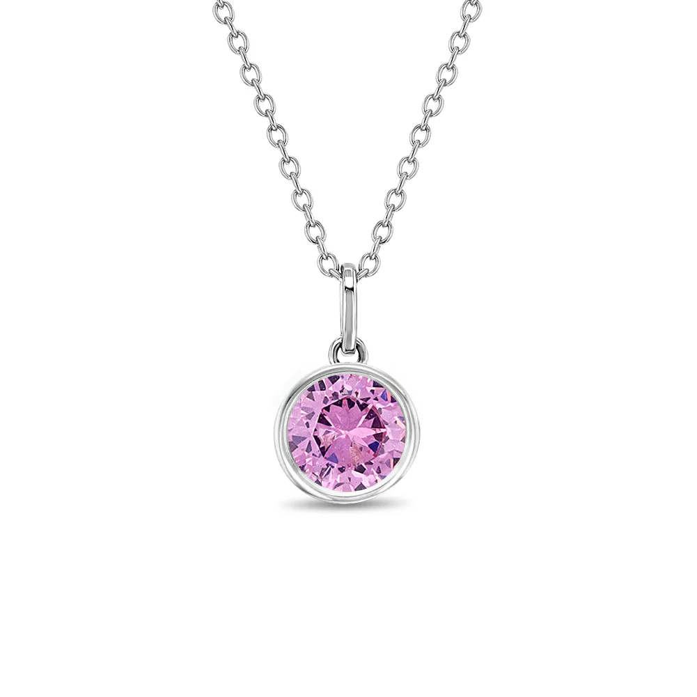 Pink CZ Girls Pendant Necklace