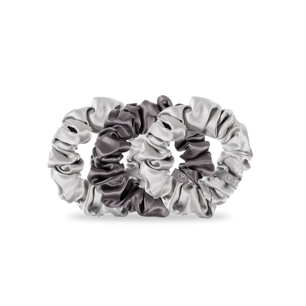 Silk Hair Scrunchie | Small | Silver Flames