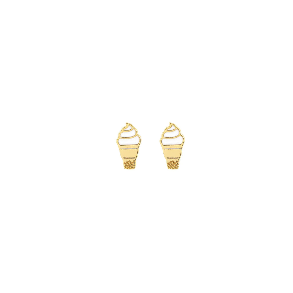 ice cream enamel stud earrings in gold