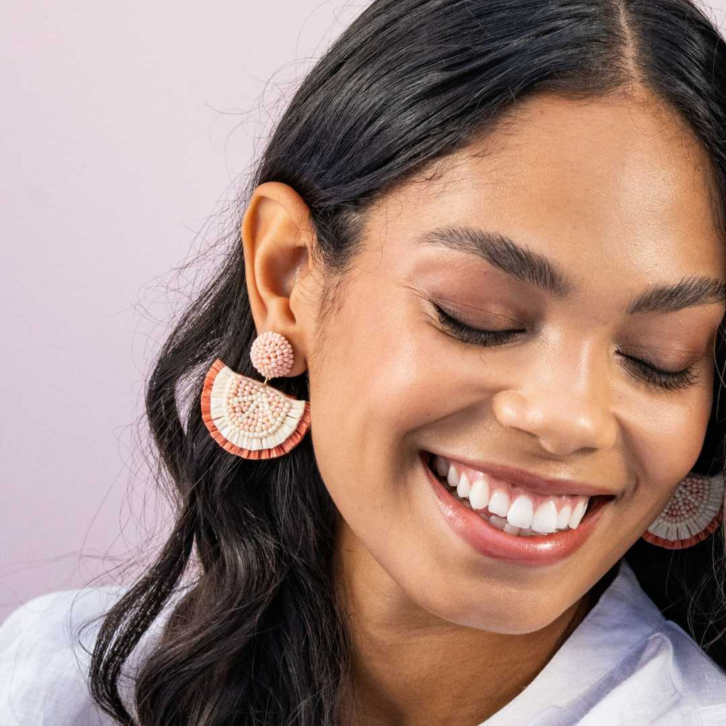 josephine raffia earrings in blush