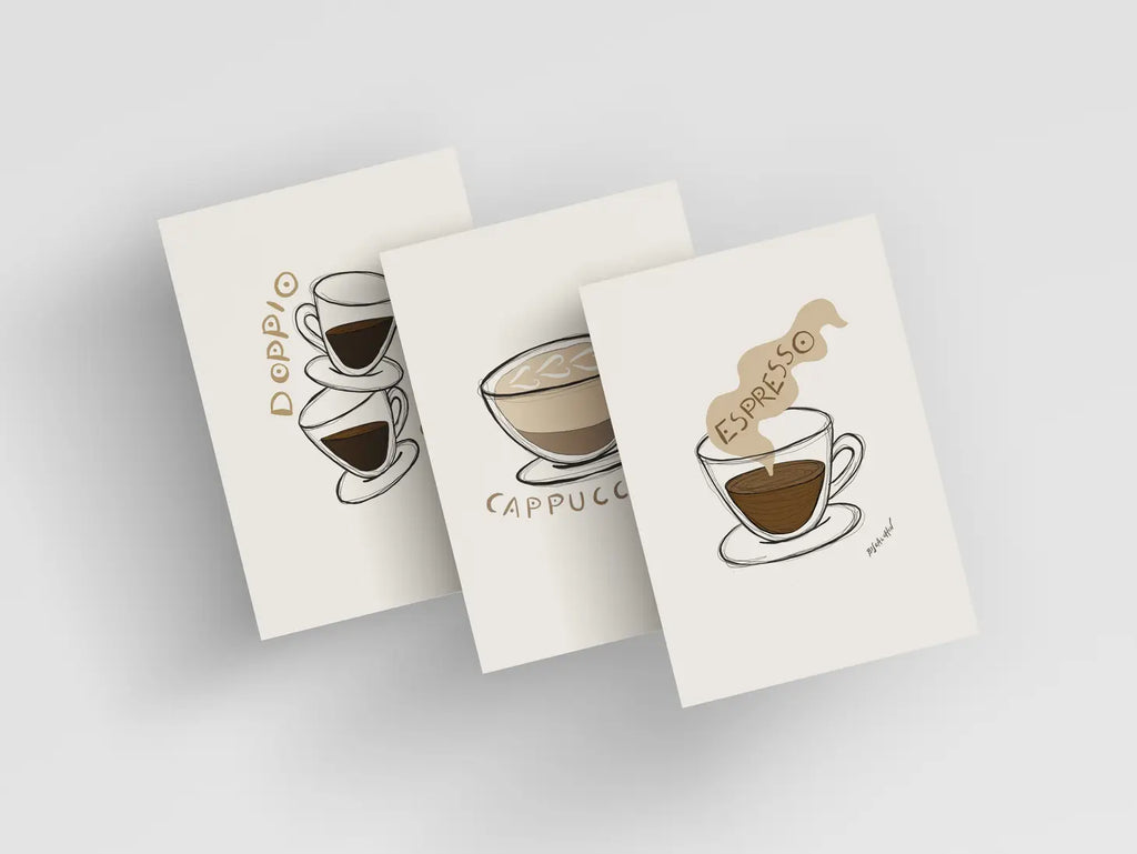 Matted Italian Espresso Drinks Small Art Print