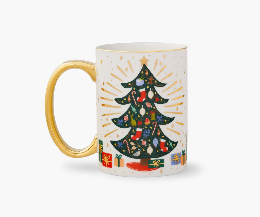 holiday tree porcelain mug