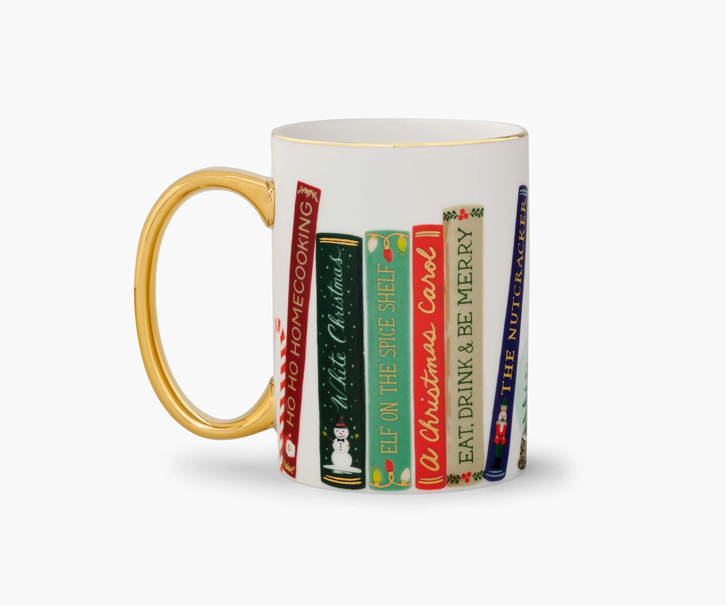 festive book club porcelain mug
