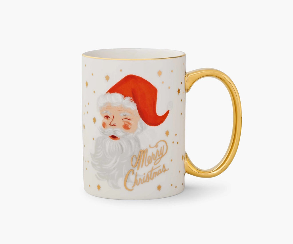 winking santa porcelain mug