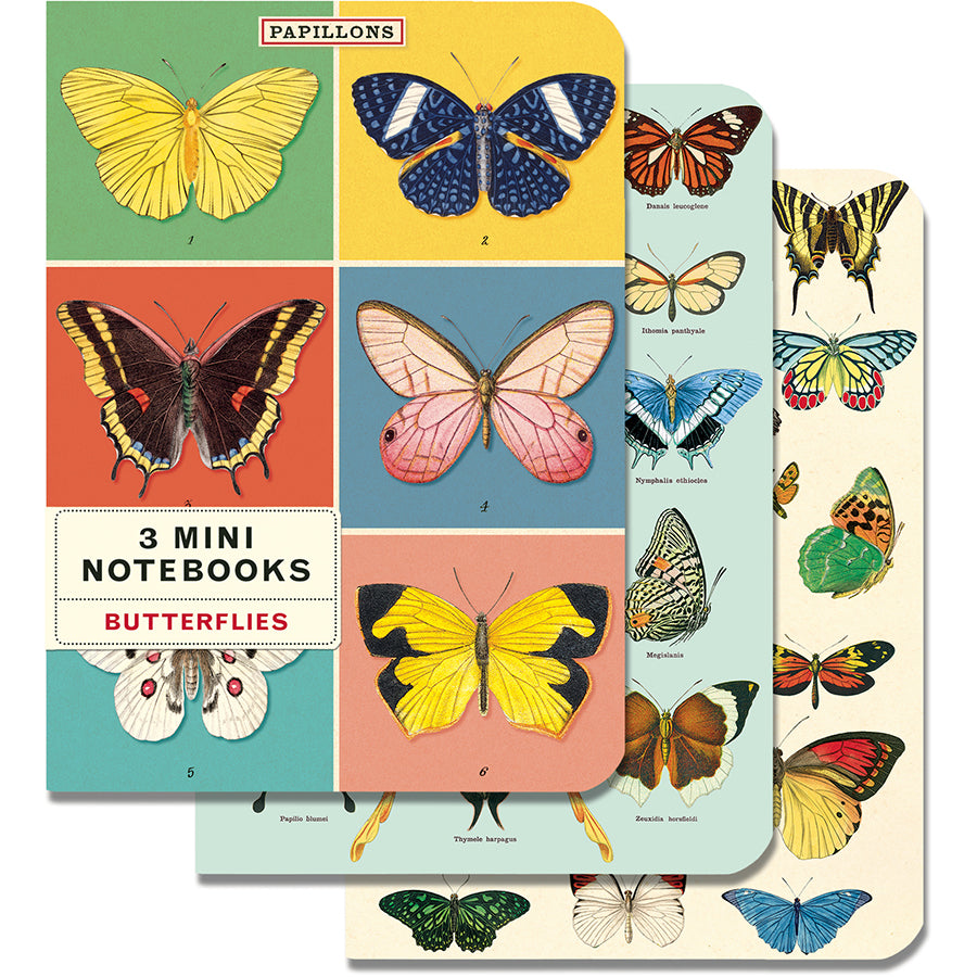butterflies mini notebooks - set of 3