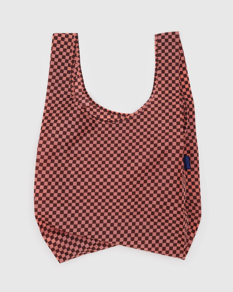 baggu - pink brown check