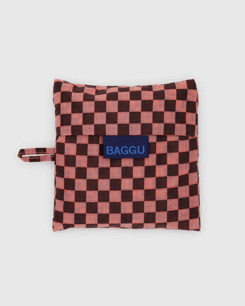 baggu - pink brown check