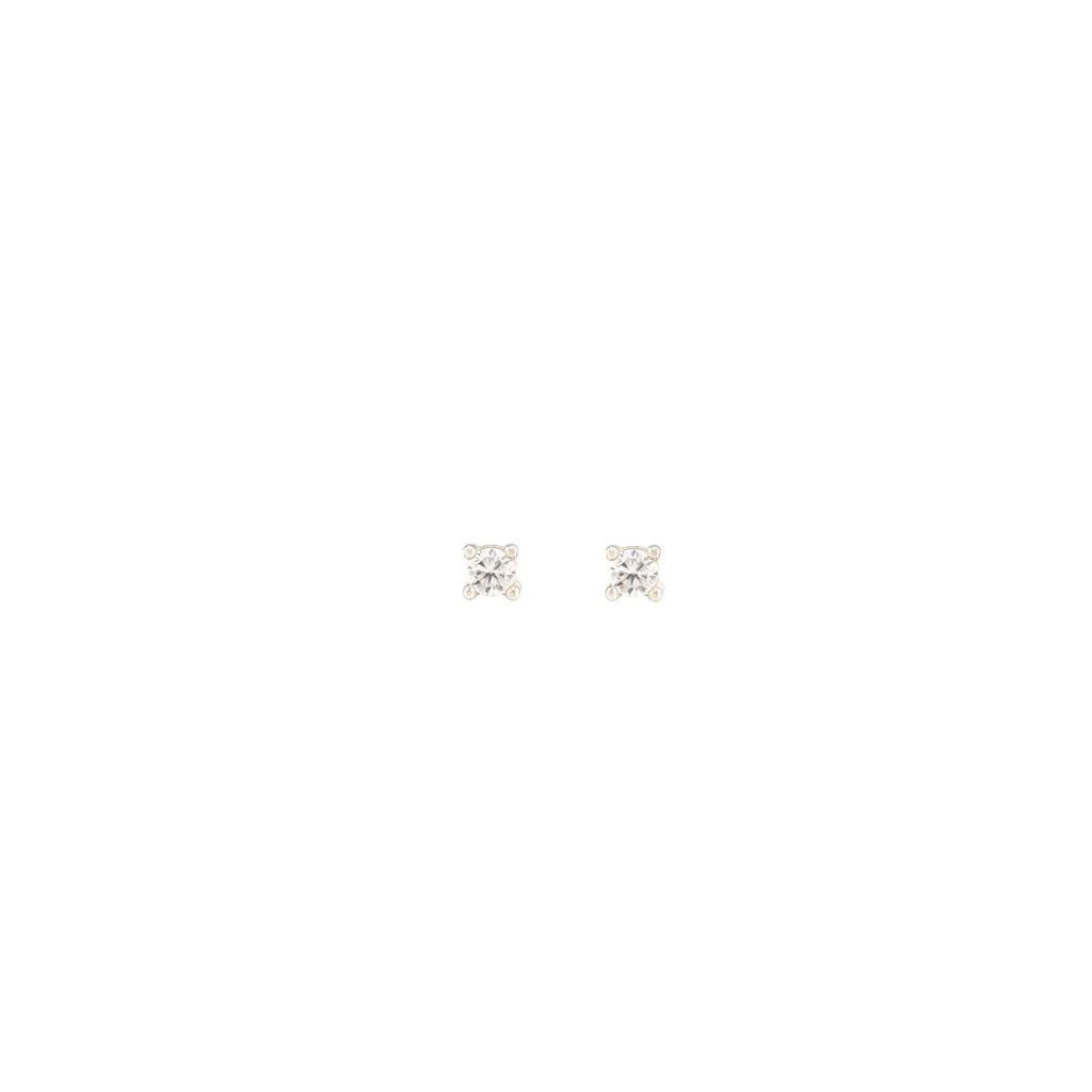 classic crystal prong set stud earrings - sterling silver