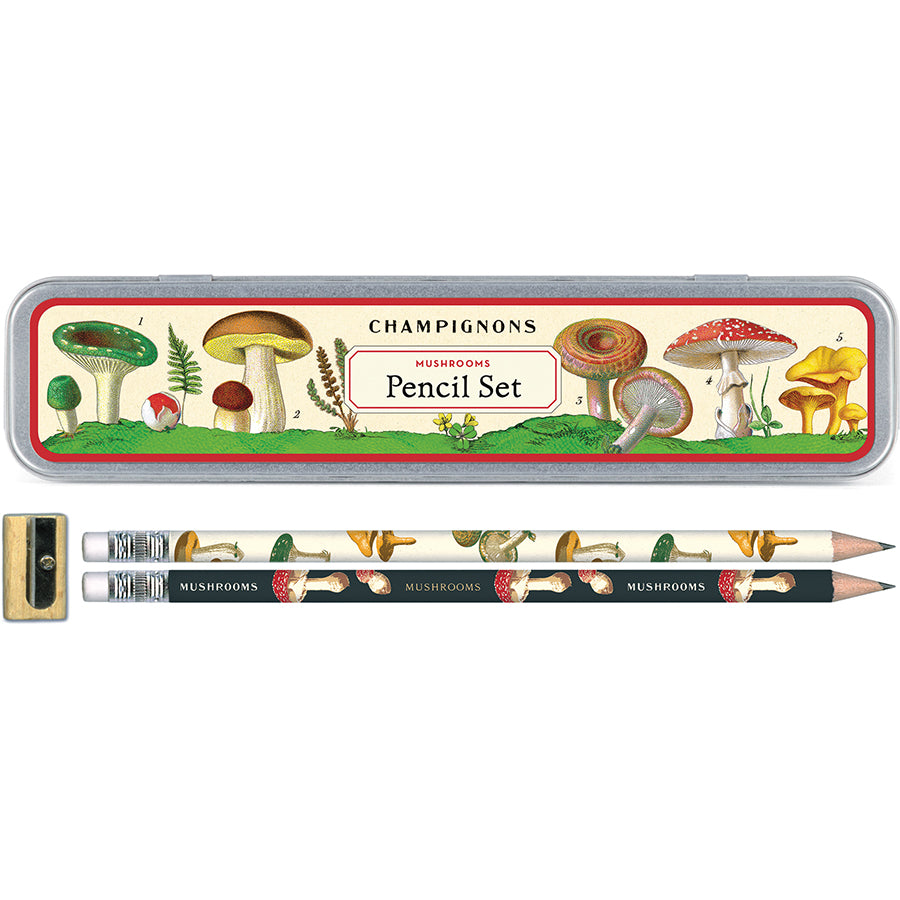 Mushrooms pencil set - 10 count plus sharpener