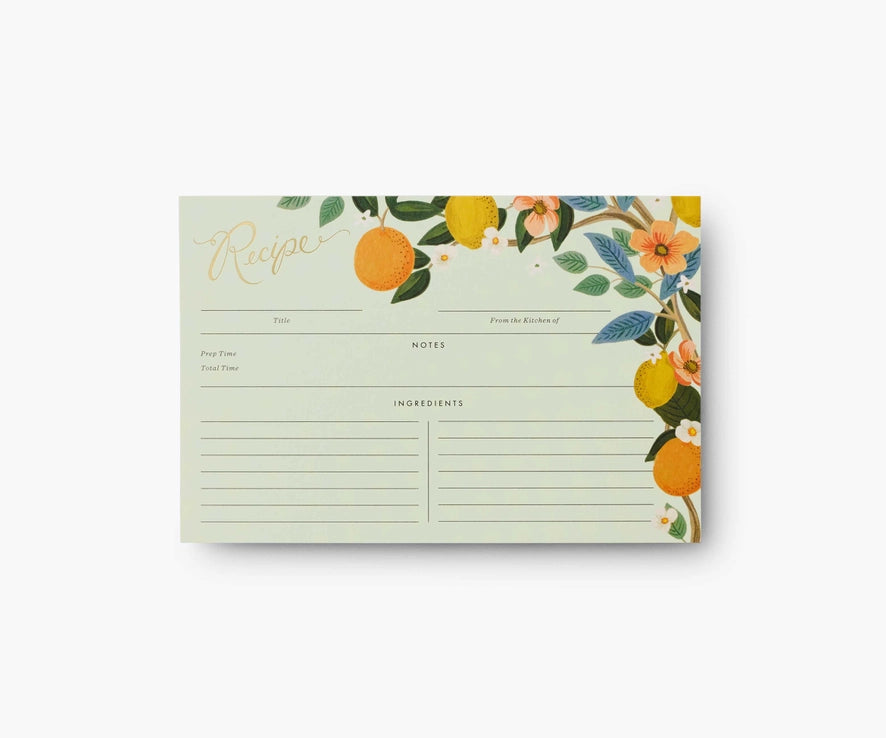 Pack of 12 Citrus Grove Recipe Cards