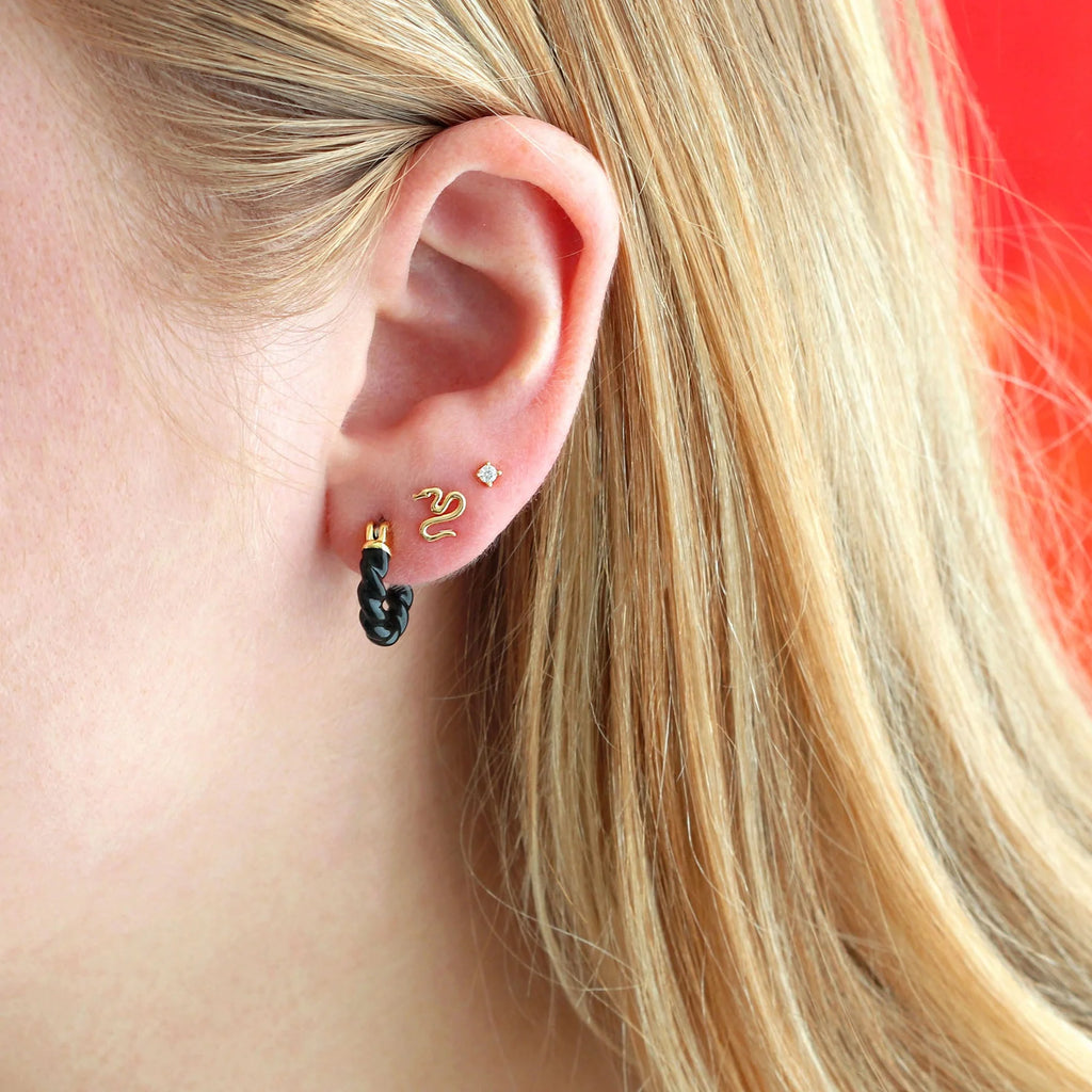 tiny snake stud earrings - 18k gold vermeil