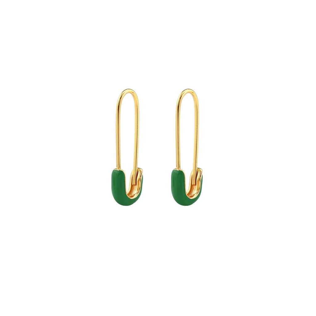 safety pin enamel hoop earrings