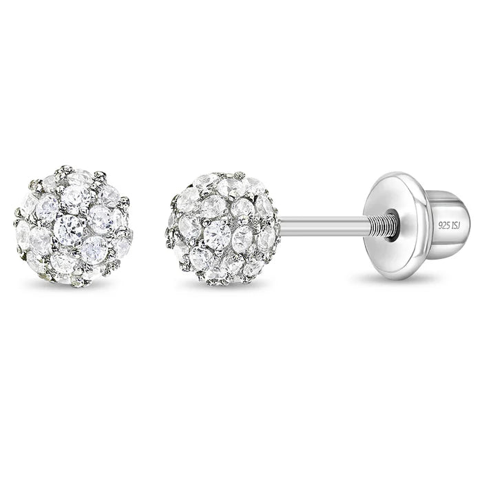 Clear CZ Ball Kids Earrings