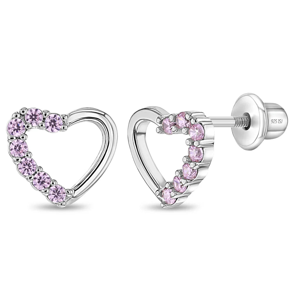 Two in One Heart Pink CZ earrings