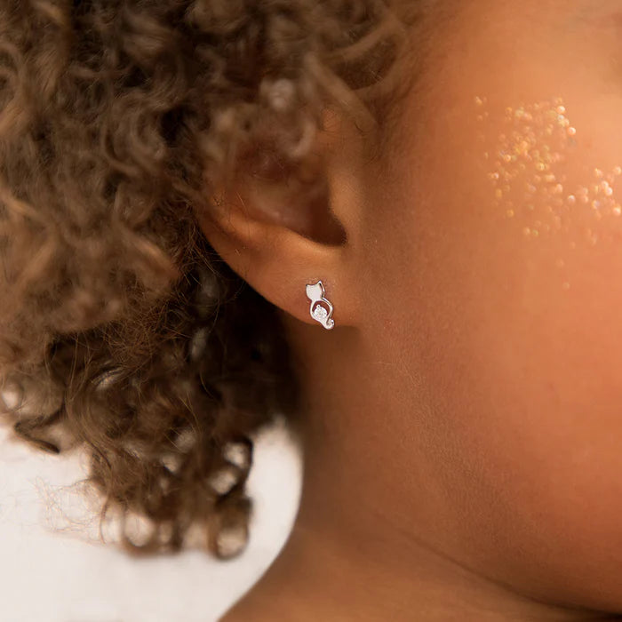CZ Kitty Friend Kids Earrings