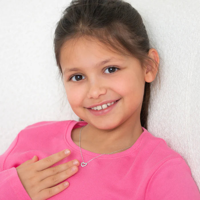 Open CZ Heart Kids Necklace