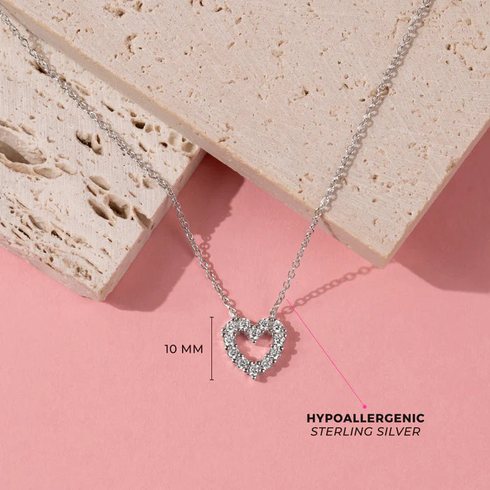 Open CZ Heart Kids Necklace