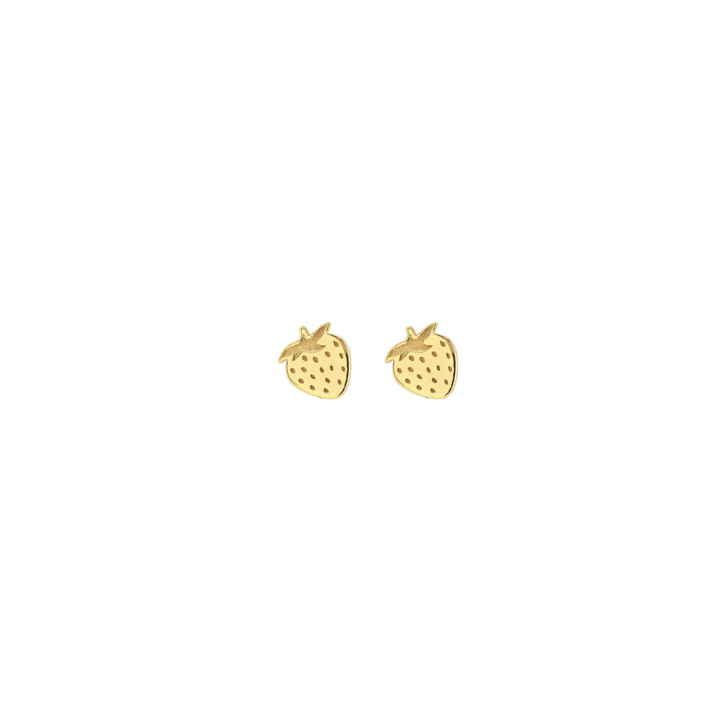 strawberry stud earrings in gold