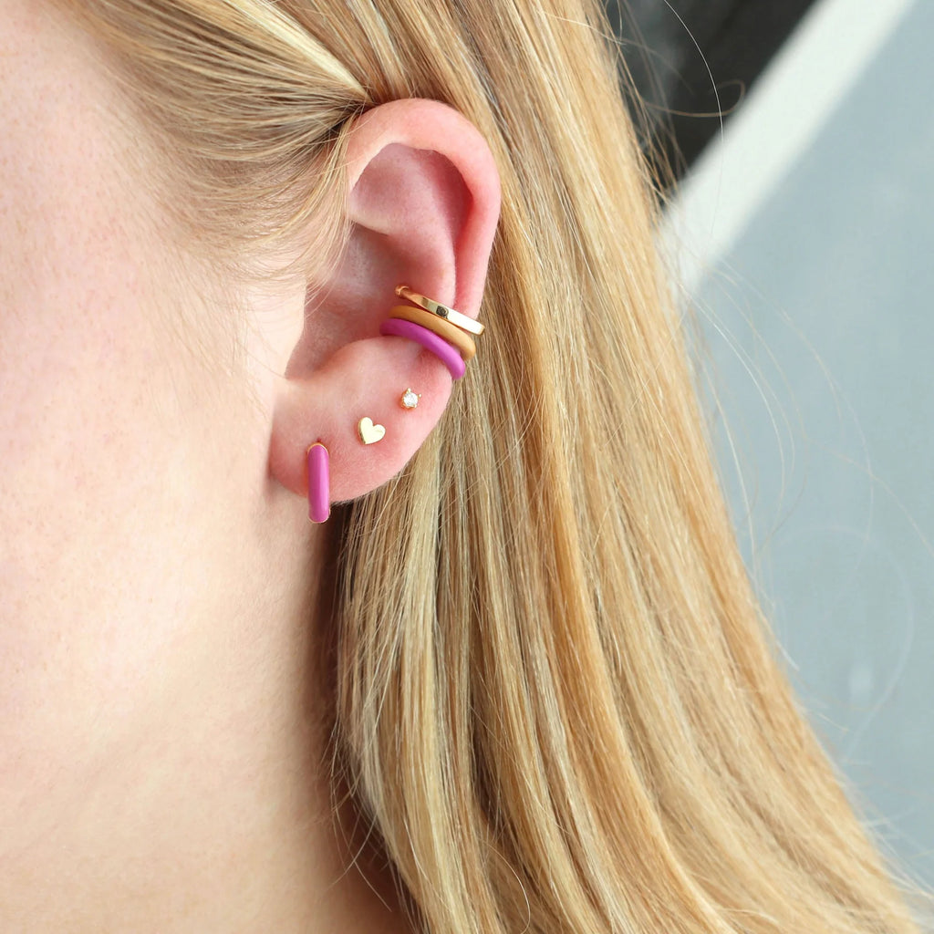 tiny heart stud earrings in gold