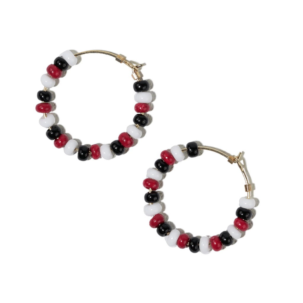 Victoria Hoop Earrings in Red & Black