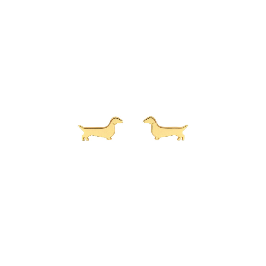 weiner dog stud earrings - 18k gold vermeil