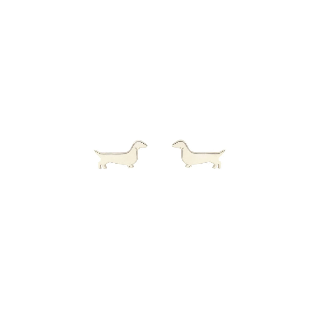 weiner dog stud earrings - sterling silver