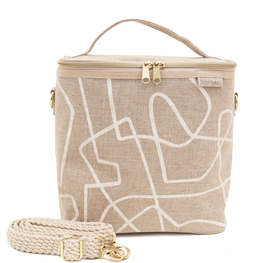 Linen - White Abstract Lines Lunch Poche