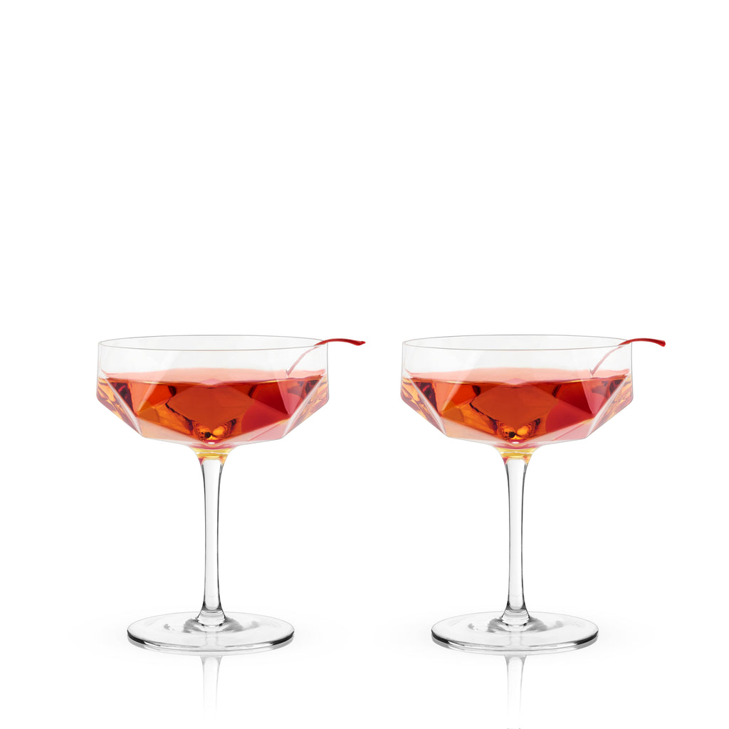 Raye: Faceted Crystal Coupe set of 2