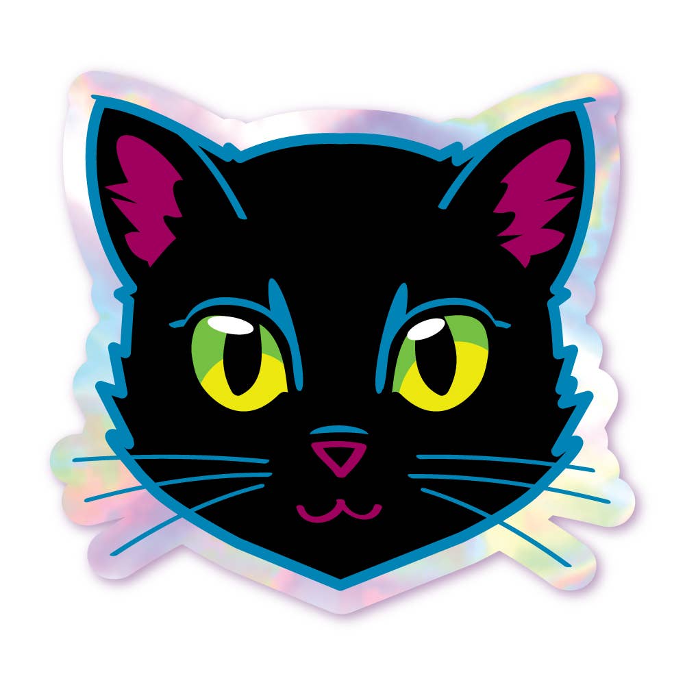 Black Cat Green Eyes Sticker