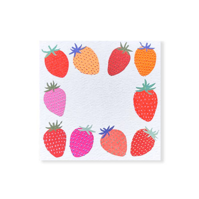 Square Mini Notes - Neon Strawberries - 48 pack