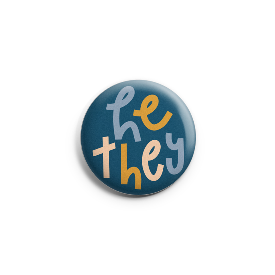 He They Pronoun Button