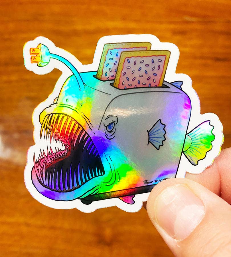 HOLOGRAPHIC Pop Tart Toaster Anglerfish Sticker