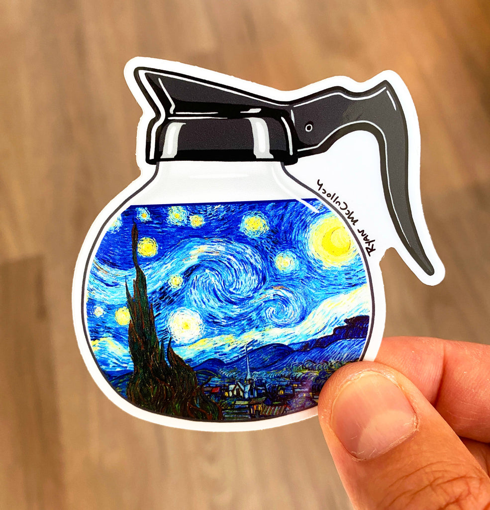 VINYL Van Gogh's Starry Night Coffee Pot Sticker