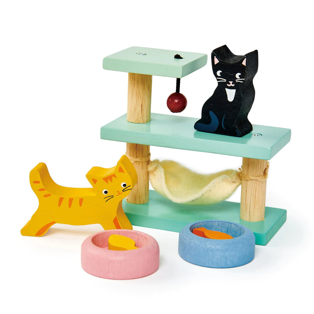pet cats set wooden toy